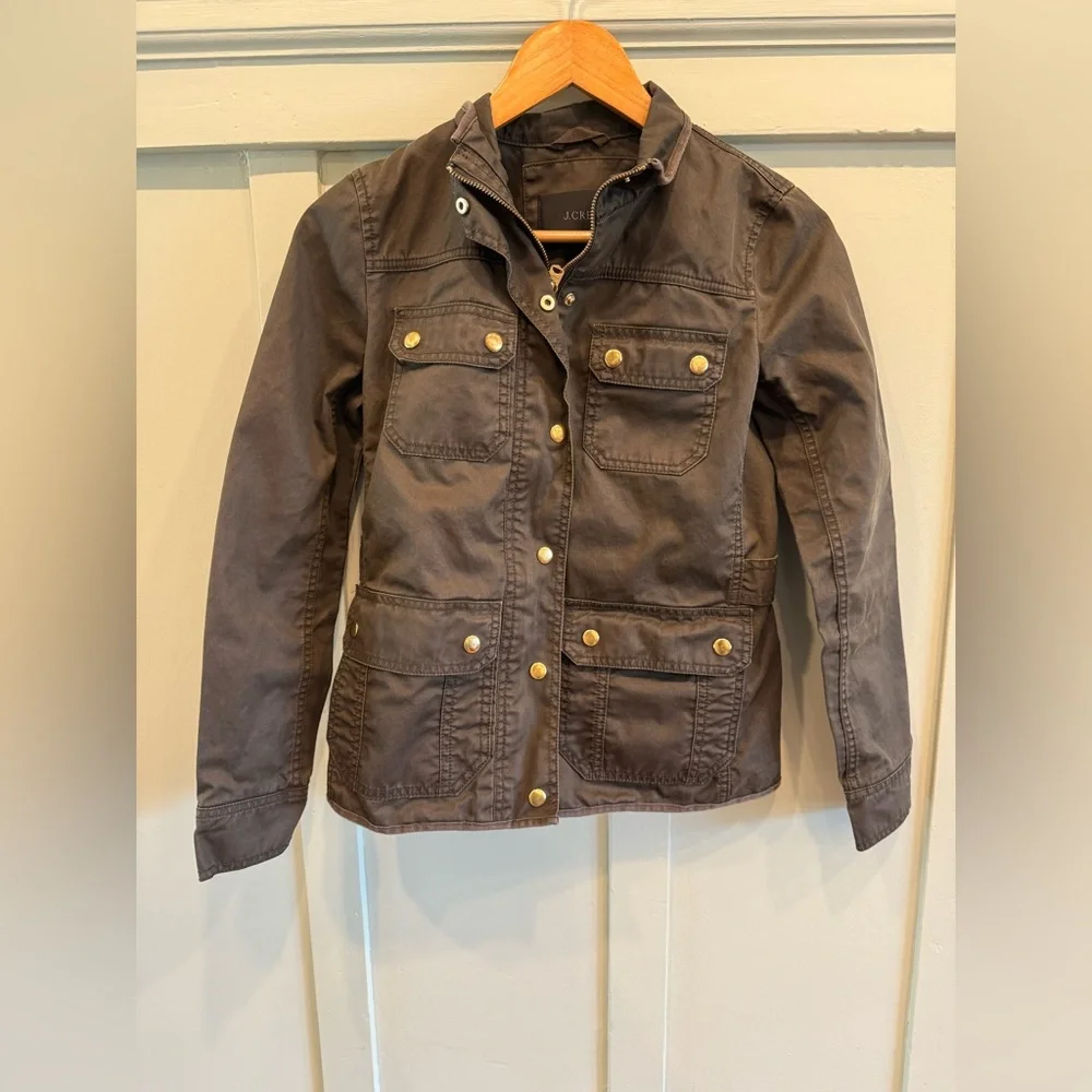 💚 J.Crew Relaxed Boyfriend Downtown Field Jacket | XXS | Classic Olive - Picture 3 of 6